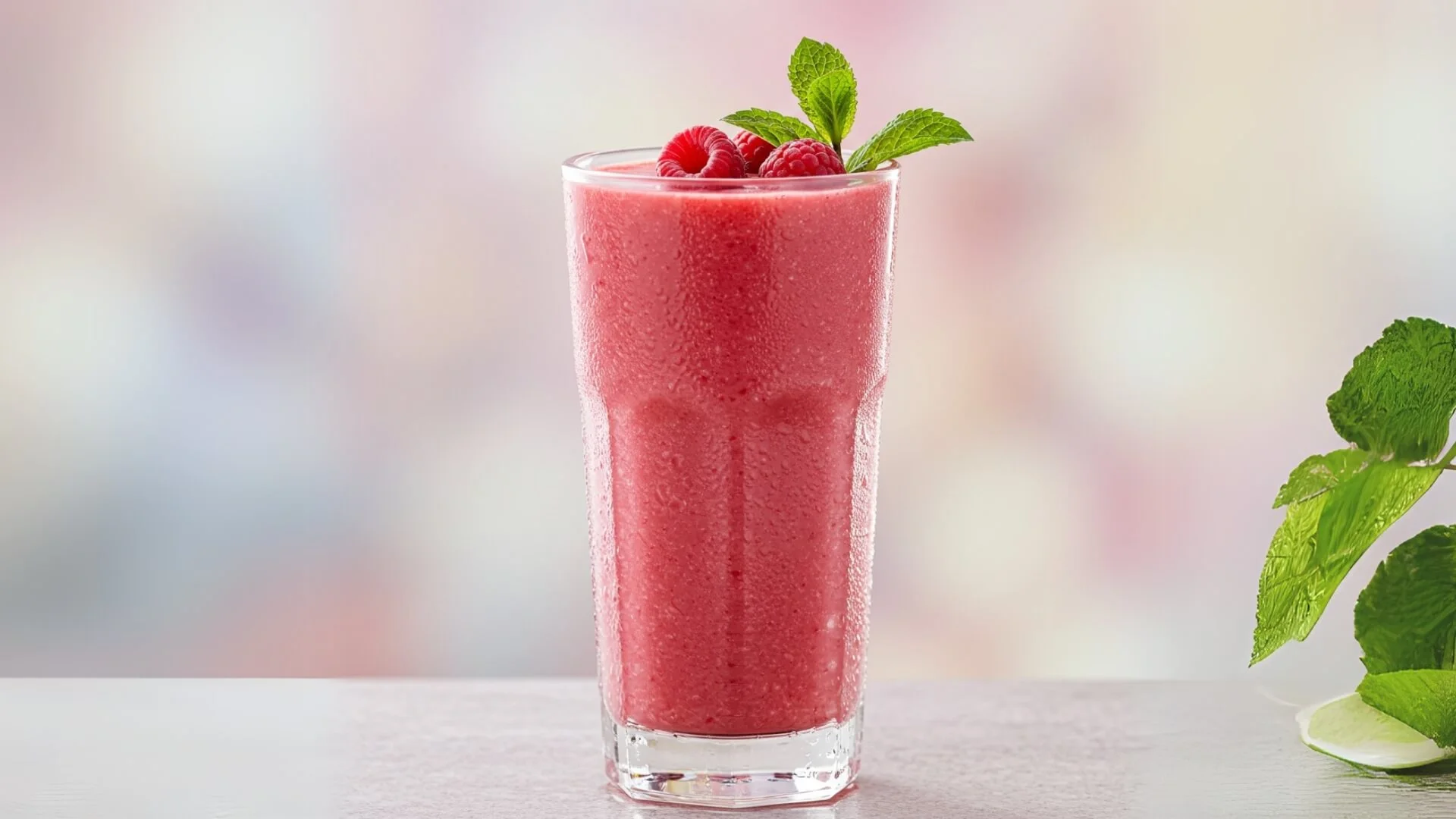 Hotové fitness malinové smoothie v pohári