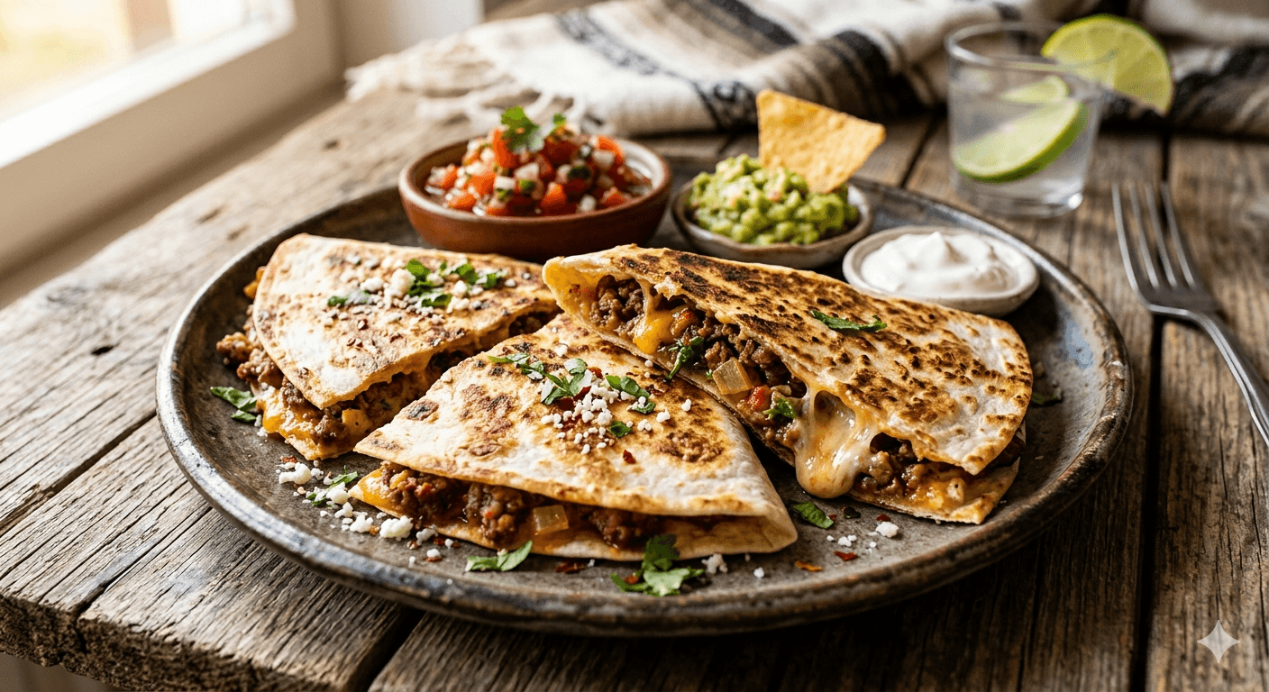 Quesadillas s mletým mäsom a syrom